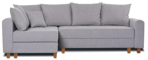 Narożnik na wymiar szary z funkcją spania 255 x 160 cm Vera