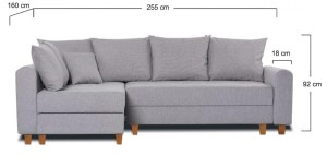 Narożnik na wymiar szary z funkcją spania 255 x 160 cm Vera Meble.Expert