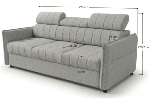 Kanapa popielata z pikowanym siedziskiem i rozkładana Ceres Flat Meble.Expert