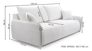 Sofa rozkładana 240 cm biała - Verde Meble tapicerowane