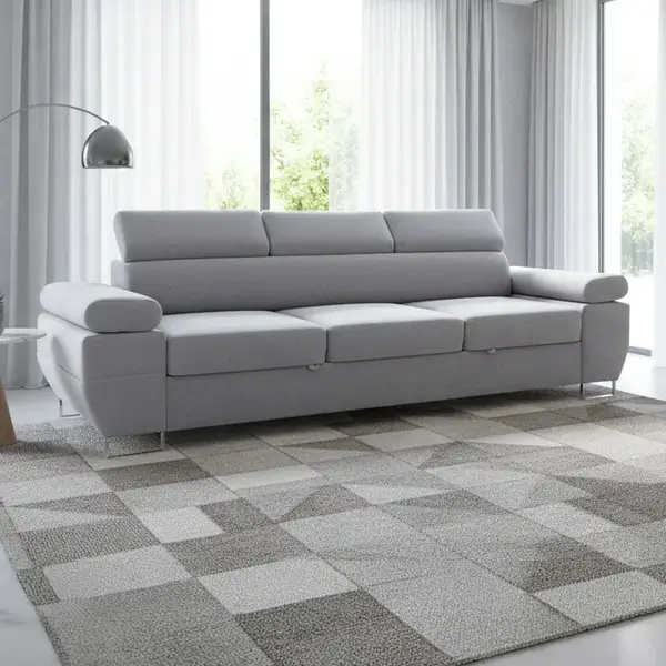 Sofa Diego z regulowanymi zagłówkami i funkcją spania